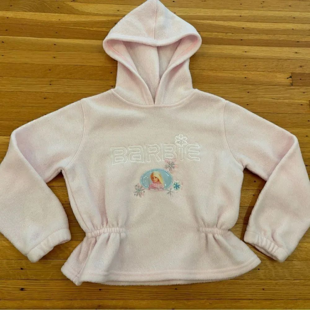 Barbie y2k vintage 2004 pale pink winter fleece hoodie